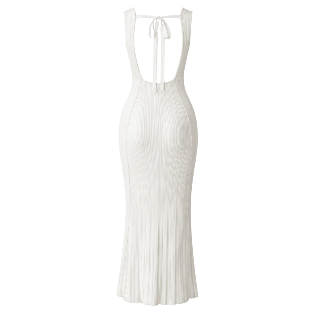 White sleeveless open back lounge dress